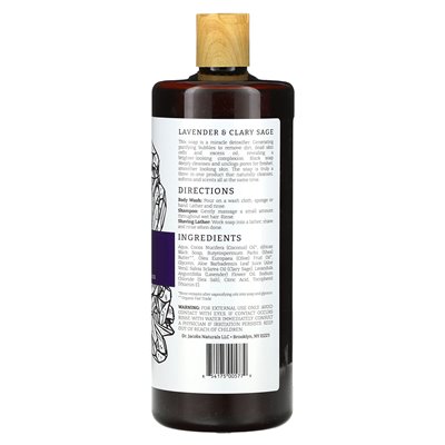 Dr Jacobs Naturals, oparte na roślinach afrykańskie mydło do mydła do mydła, olejki eteryczne Lavender & Clary Sage, 32 uncje Dr Jacobs Naturals, oparte na roślinach afrykańskie mydło do mydła do mydła, olejki eteryczne Lavender & Clary Sage, 32 uncje