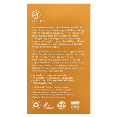 Dr. Jacobs Naturals, Loofah Exfoliating Castile Bar Soap, Citrus Crush Cocktail, 5 oz (142 g) Dr. Jacobs Naturals, Loofah Exfoliating Castile Bar Soap, Citrus Crush Cocktail, 5 oz (142 g)