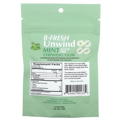 B-Fresh, Unwrap Kaugummi, zuckerfrei, Minze, 25 Stück (50 g)