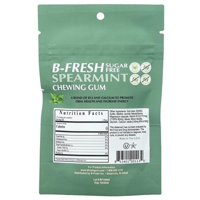 B-Fresh, guma do żucia, bez cukru, włócznia, 25 sztuk (50 g)