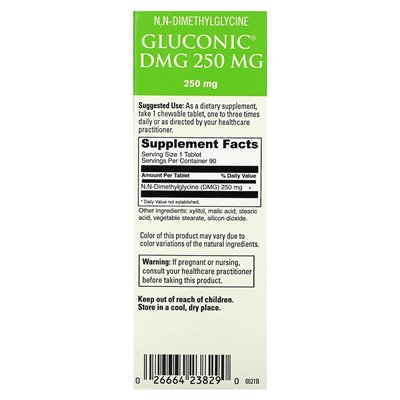 DaVinci Laboratories of Vermont, Gluconic DMG, 250 mg, 90 Tabletten