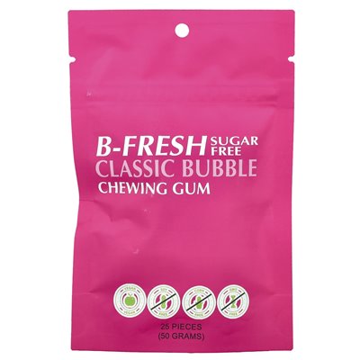 B-Fresh, chewing gum, sugar-free, classic bubble, 25 pieces, (50 g)