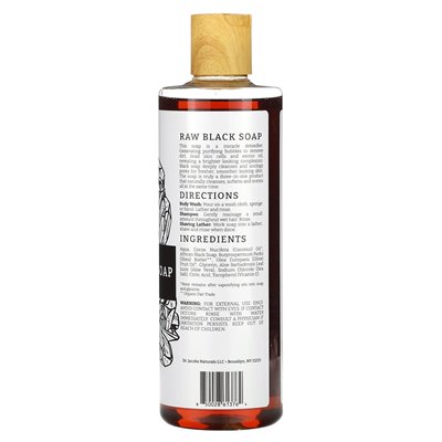 Dr Jacobs Naturals, oparta na roślinach afrykańska surowa czarna mydło do mydła, 16 uncji (473 ml) Dr Jacobs Naturals, oparta na roślinach afrykańska surowa czarna mydło do mydła, 16 uncji (473 ml)