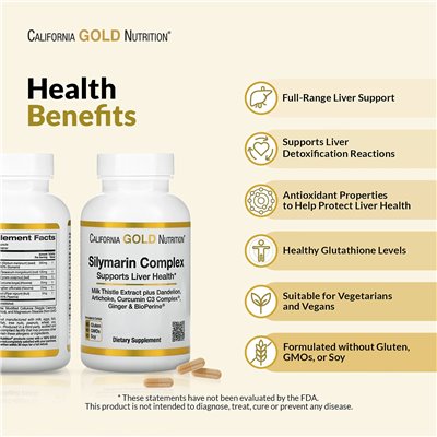California Gold Nutrition, Sileymarin-Komplex, Mariendistelextrakt plus Löwenzahn, Artischocke, Curcumin C3-Komplex,