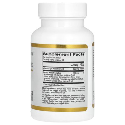 California Gold Nutrition, Total C Complex, 500 mg, 60 vegetarische Kapseln