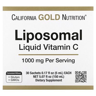 California Gold Nutrition, liposomalna witamina C, niezmienna, 1000 mg, 30 saszetek