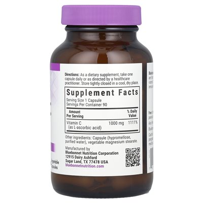 Bluebonnet Nutrition, Vitamin C, 1000 mg, 90 Gemüsekapseln