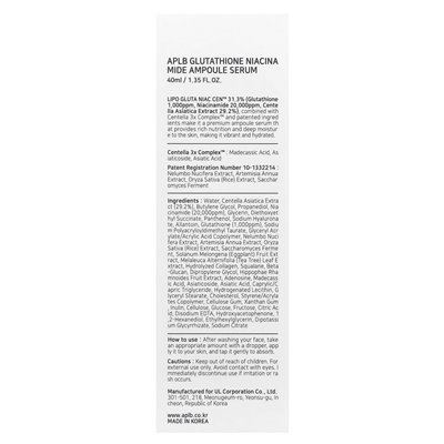 APLB, Glutathione Niacinamide Ampoule Serum, 1.35 Fl Oz (40 ml)