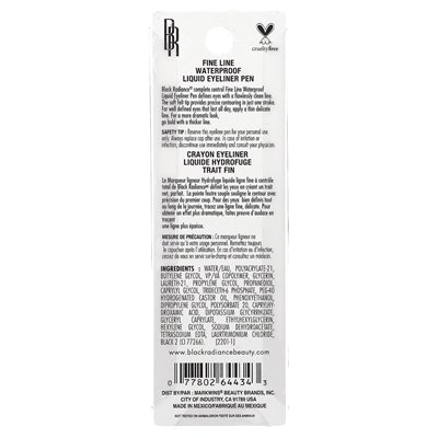 Black Radiance, Fine Line, wasserfester flüssiger Eyeliner-Stift, CA6425 Black Velvet, 0,03 Fl Oz (0,94 ml)