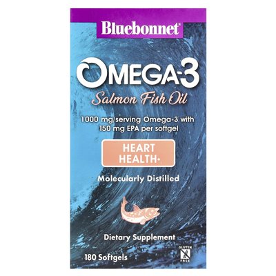 Bluebonnet Nutrition, Omega-3-Lachsfischöl, 1000 mg, 180 mg