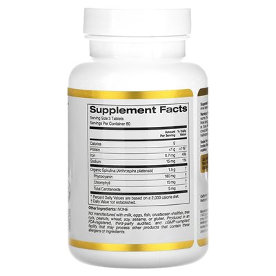 California Gold Nutrition, Bio-Spirulina, 500 mg, 240 Tabletten