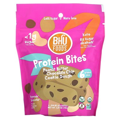BHU Foods, Protein Bites, Erdnussbutter, Schokoladenkeks-Teig, 6 Bites, 0,88 oz (25 g)