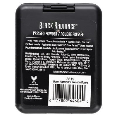 Black Glow, Pressed Powder, 8619 Warm Hazelnut, 0.28 oz (7.8 g)