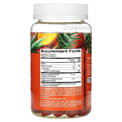 California Gold Nutrition, Lutein and Zeaksanthin Gummi, Tropical, 90 wegetariański