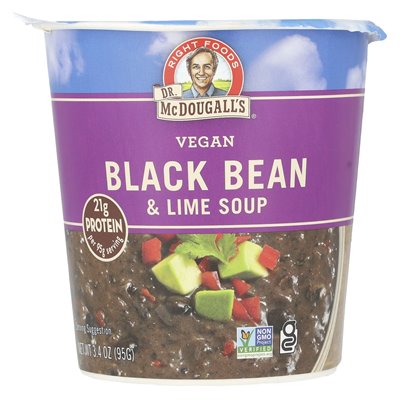 Dr McDougall's, Vegan Black Bean &amp Lime Soup, 3,4 uncji (95 g)