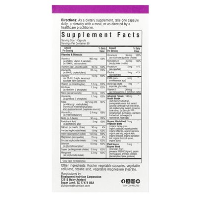 Bluebonnet Nutrition, One Ladies, Whole Food Lish, Vollwertkost, 90 vegetarische Kapseln