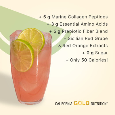 California Gold Nutrition, Collagenup Plus, Hydrolizowane peptydy kolagenowe z błonnikiem i niezbędnymi aminokwasami, Watermelon California Gold Nutrition, Collagenup Plus, Hydrolizowane peptydy kolagenowe z błonnikiem i niezbędnymi aminokwasami, Watermelon