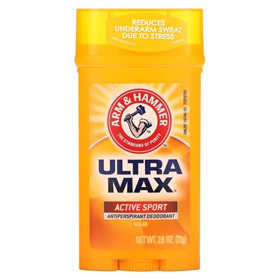 Arm &amp Hammer, Ultramax, Solid Antipspirant Dezodorant, Active Sport, 2,6 uncji (73 g)