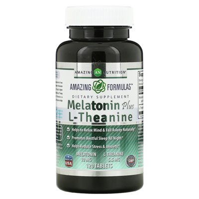 Amazing Nutrition, Melatonin plus L-Theanin, 10 mg, 120 Tabletten