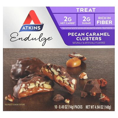 Atkins, Endulge, Karamell-Pekannuss-Cluster, 10 Packungen, je 0,49 oz (14 g)