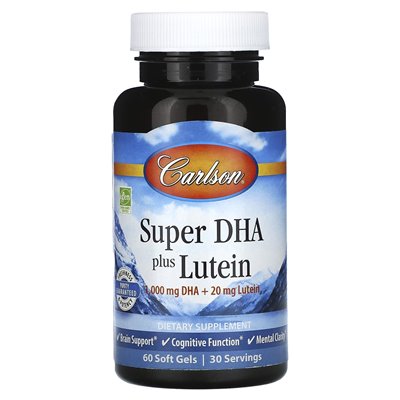 Carlson, Super DHA plus lutein, 60 miękkich żeli