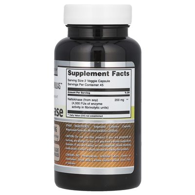 Niesamowite odżywianie, Nattokinase, 200 mg, 90 kapsułek wegetariańskich (100 mg na kapsułkę) Niesamowite odżywianie, Nattokinase, 200 mg, 90 kapsułek wegetariańskich (100 mg na kapsułkę)