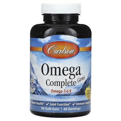 Carlson, Omega Complete Gems, Omega 3-6-9, naturalna cytryna, 90 miękkich żeli Carlson, Omega Complete Gems, Omega 3-6-9, naturalna cytryna, 90 miękkich żeli