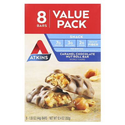 Atkins, snack, caramel chocolate cap, 8 bars, 1.55 oz (44 g)