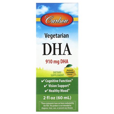 Carlson, vegetarisches DHA, natürliche Zitrone, 910 mg, 2 fl oz (60 ml)