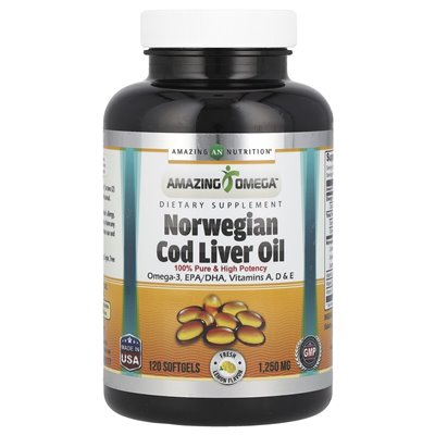Niesamowite odżywianie, norweskie olej z wątroby dorsza, cytryna, 1250 mg, 120 miękkich Niesamowite odżywianie, norweskie olej z wątroby dorsza, cytryna, 1250 mg, 120 miękkich