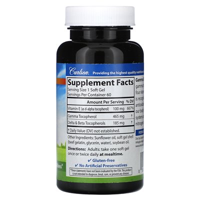Carlson, Gamma E-Gems, 465 mg, 60 Kapseln