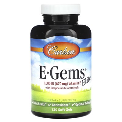 Carlson, e-gems elite, witamina E, 670 mg (1000 IU), 120 miękkich żeli