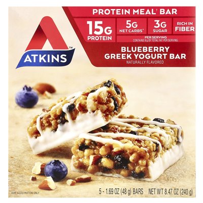 Atkins, Griechischer Joghurtriegel, Beere, 5 Riegel, 1,69 oz (48 g)
