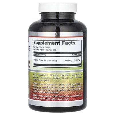 Niesamowite odżywianie, witamina C, 1000 mg, 250 tabletek Niesamowite odżywianie, witamina C, 1000 mg, 250 tabletek