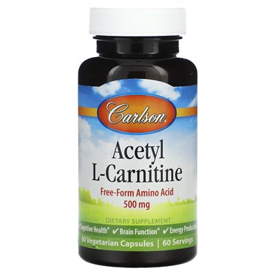 Carlson, acetyl-l-karnityna, 500 mg, 60 kapsułek wegetariańskich Carlson, acetyl-l-karnityna, 500 mg, 60 kapsułek wegetariańskich