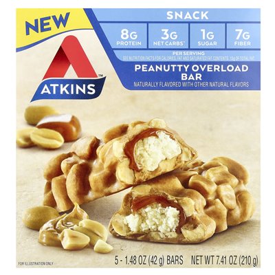 Atkins, Snack, Nussriegel, 5 Riegel, 1,48 oz (42 g)