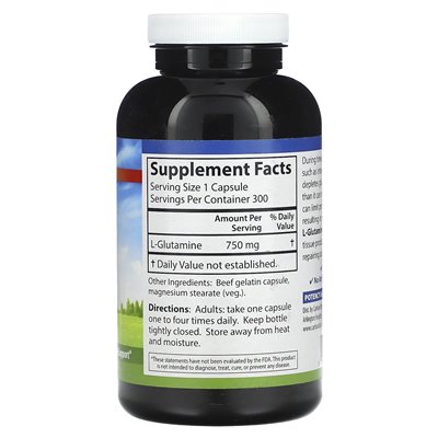 Carlson, L-Glutamin, 750 mg, 300 Kapseln