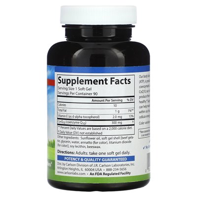 Carlson, COQ10, 300mg, 90 Softgels