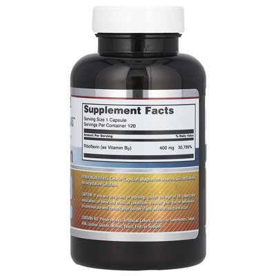 Niesamowite odżywianie, ryboflawina, 400 mg, 120 kapsułek Niesamowite odżywianie, ryboflawina, 400 mg, 120 kapsułek
