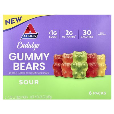 Atkins, Endulge™, Gummibärchen, sauer, 6 Packungen, 1,06 oz (30 g)