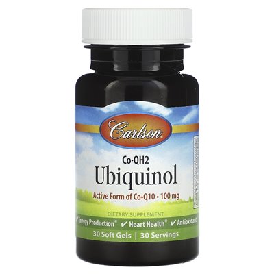 Carlson, COQH2 Ubiquinol, 100 mg, 30 Kapseln