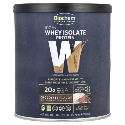 Biochem, 100% izolat serwatki, czekolada, 1,9 funta (878 g) Biochem, 100% izolat serwatki, czekolada, 1,9 funta (878 g)