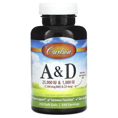 Carlson Vitamin A&D 250 Softgels