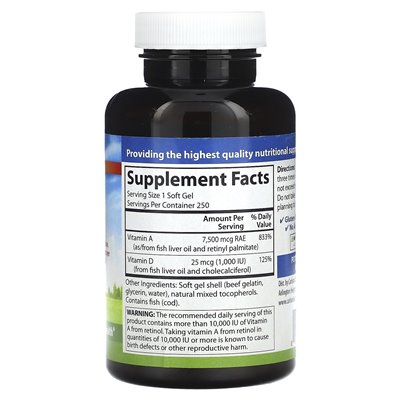 Carlson Vitamin A&D 250 Softgels