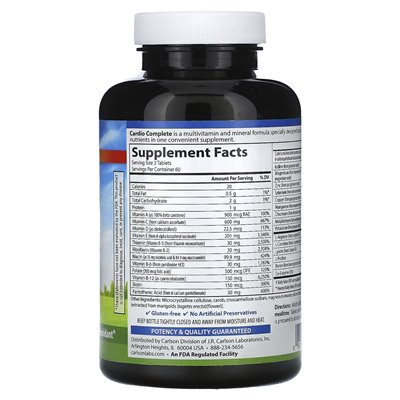 Carlson, Cardio Complete, Advanced Cardiovascular Multi, 180 Tabletten
