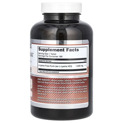 Niesamowite odżywianie, niesamowite formuły, L-Lysine, 1000 mg, 180 tabletek Niesamowite odżywianie, niesamowite formuły, L-Lysine, 1000 mg, 180 tabletek