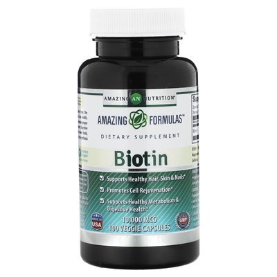 Amazing Nutrition, Biotin, 10,000 mcg, 100 Vegetarian Capsules