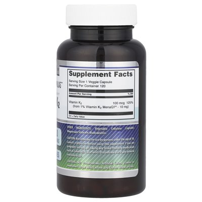 Amazing Nutrition, Amazing Formulas™, Vitamin K2, 100 mcg, 120 Vegetarian Capsules Amazing Nutrition, Amazing Formulas™, Vitamin K2, 100 mcg, 120 Vegetarian Capsules