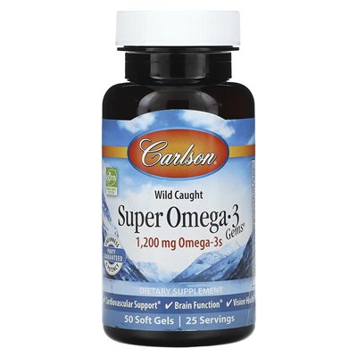 Carlson, Wild złapał klejnoty Super Omega-3, 1200 mg, 50 miękkich żeli (600 mg na miękki żel)