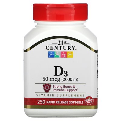 21st Century, Vitamin D3, 50 mcg (2000 IE), 250 Kapseln